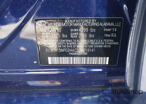 2013 Hyundai Sonata Gls from USA, damaged, VIN 5NPEB4AC5DH719141